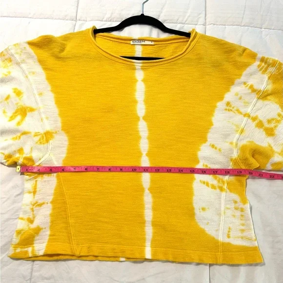 Stateside Anthropologie Tie Dye Sweatshirt Yellow White Lightweight SZ S EUC - Picture 6 of 7